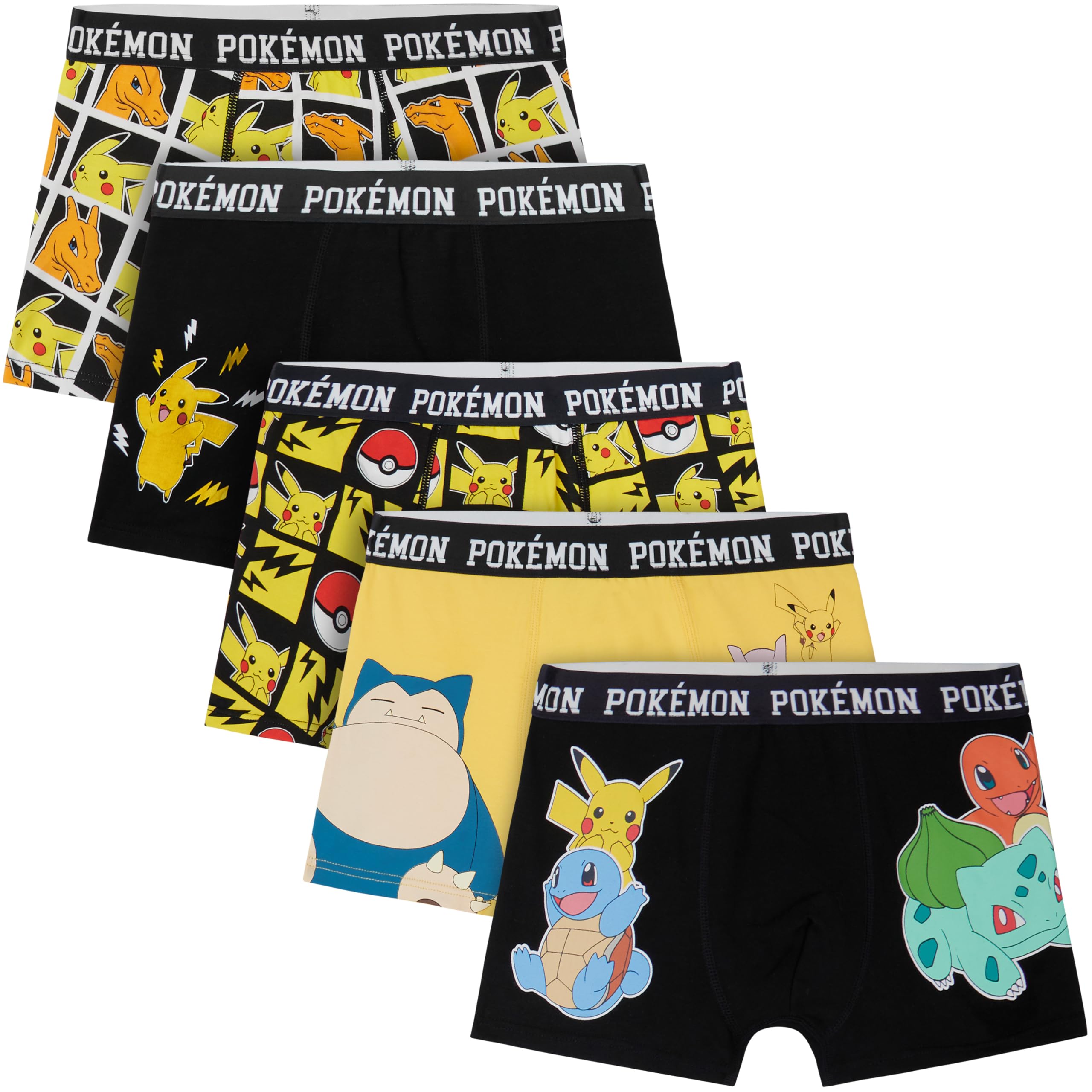 Get Trend Pokemon Boys Boxer Briefs Pack of 5 Cotton Underwear Kids Boxers with Pikachu Pokeball Snorlax Fun