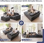 MAXYOYO 104" L Shaped Modular Sectional Sofa with Ottoman, Tufted Boneless Couch with Layered Cushion, Upholstered Flexible Module Combination Sofa, No Assembly, Dark Drey