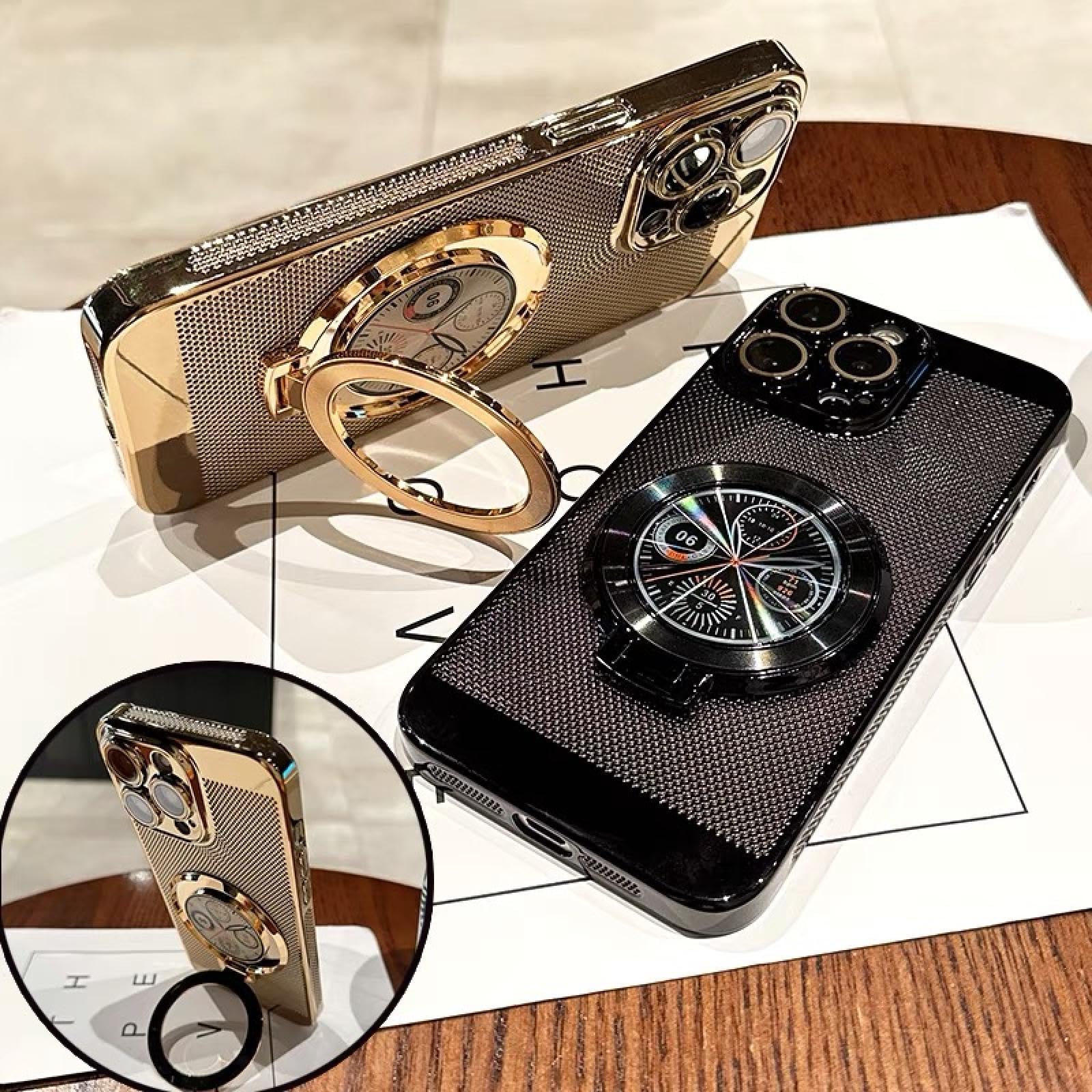 RNOZX for iPhone 15 ProMax Mechanical Pattern Fold Stand Cover