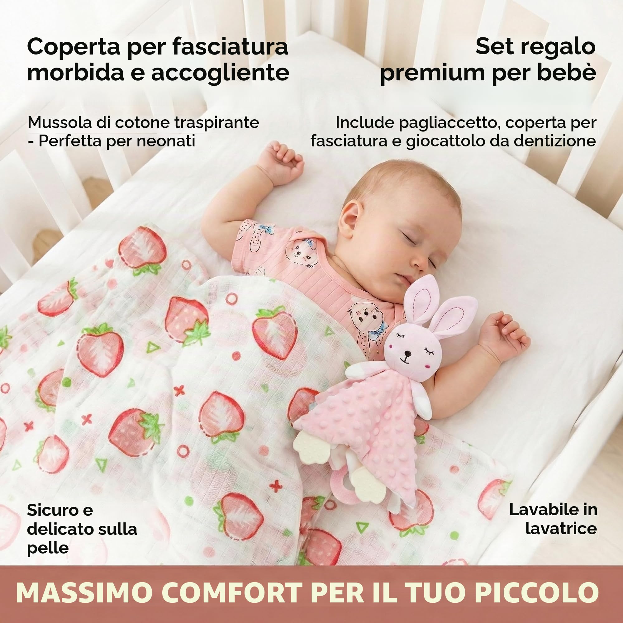 Regalo per neonati – Set regalo per bebé da 15 pezzi Include copertina, body, bavetta, massaggiagengive, spazzola in legno, carte traguardo, calzini e scatola dei ricordi. (Rosa)