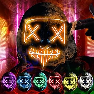 Tfanghao Halloween Mask, LED Purge Masks, 3 Lighting Modes Scary Mask for Festival Halloween Costumes Masquerade Parties Carnival, Halloween Decoration Gifts for Kids Men Women