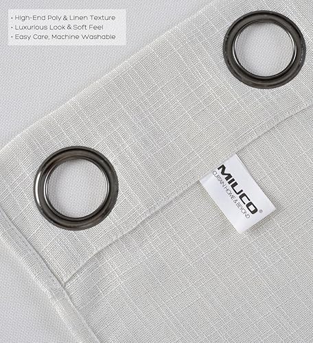Miniatura 4 de Cortinas para sala de estar de 2paneles (2x 37 pulgadas de ancho), cortinas con textura de lino, con ojales, de la marca Miuco