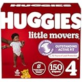Huggies Size 4 Diapers&comma; Little Movers Baby Diapers&comma; Size 4 &lpar;22-37 lbs&rpar;&comma; 150 Count &lpar;6 Packs of 25&rpar;&comma; Packaging May Vary
