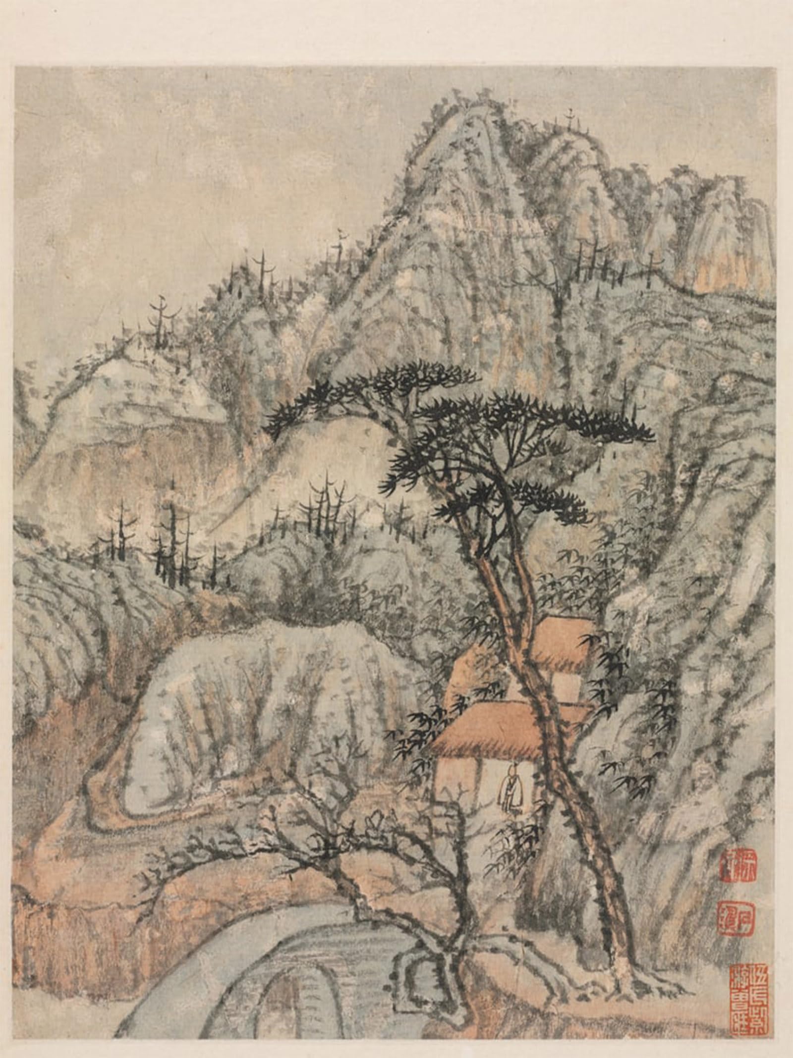 POSTERIIk Famous Modern Artwork Art Mural Reminiscences of the Qinhuai River Qing Dynasty by Daoji Shitao Oil Paintings Pictures for Home Decor 60x90cm