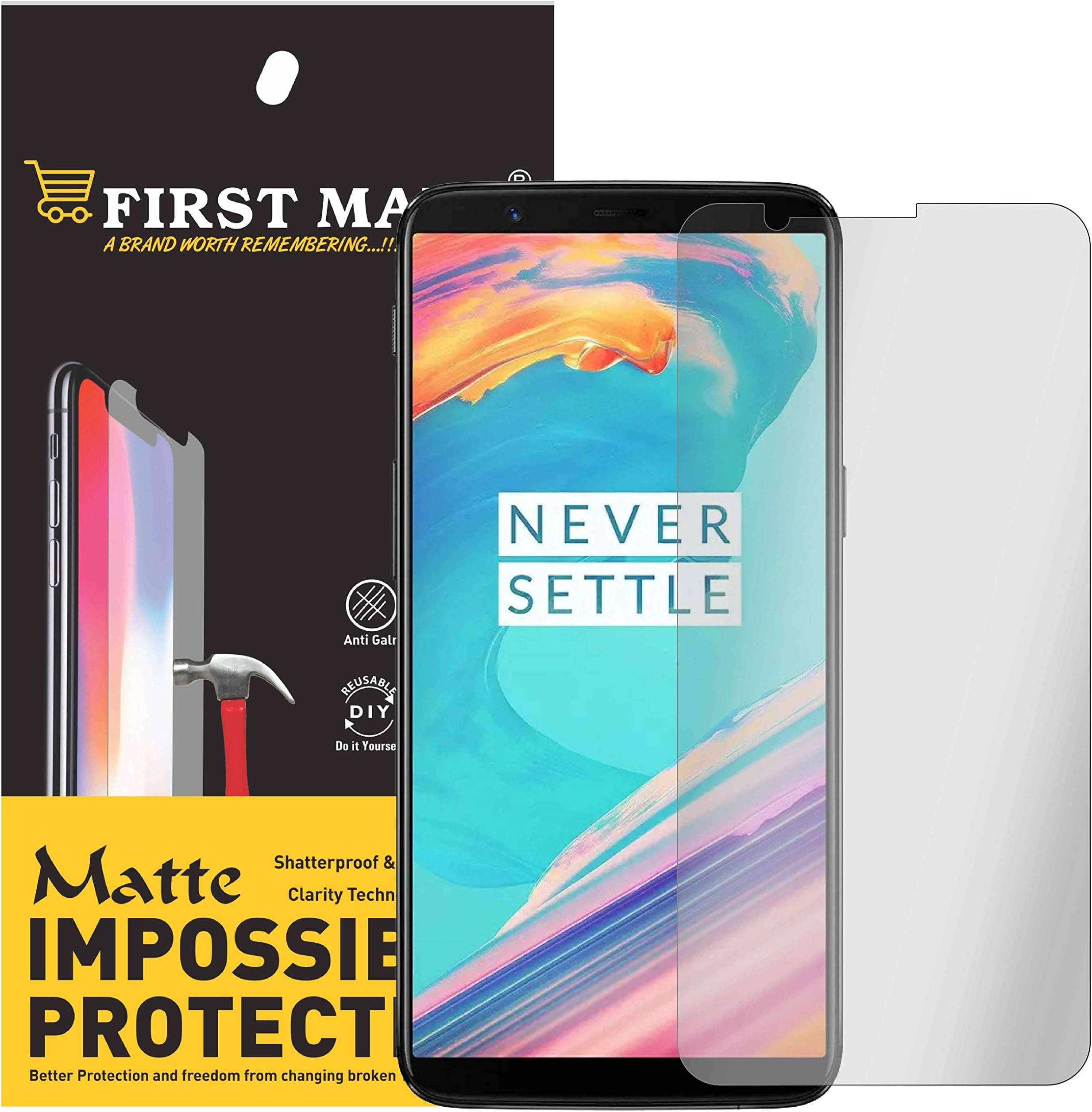 FIRST MART - A BRAND WORTH REMEMBERINGScreen Guard Oneplus 5T - Screen Protector Matte Impossible Fiber Film Glass with Easy Installation Kit - Not a Tempered Glass - Texture Finish