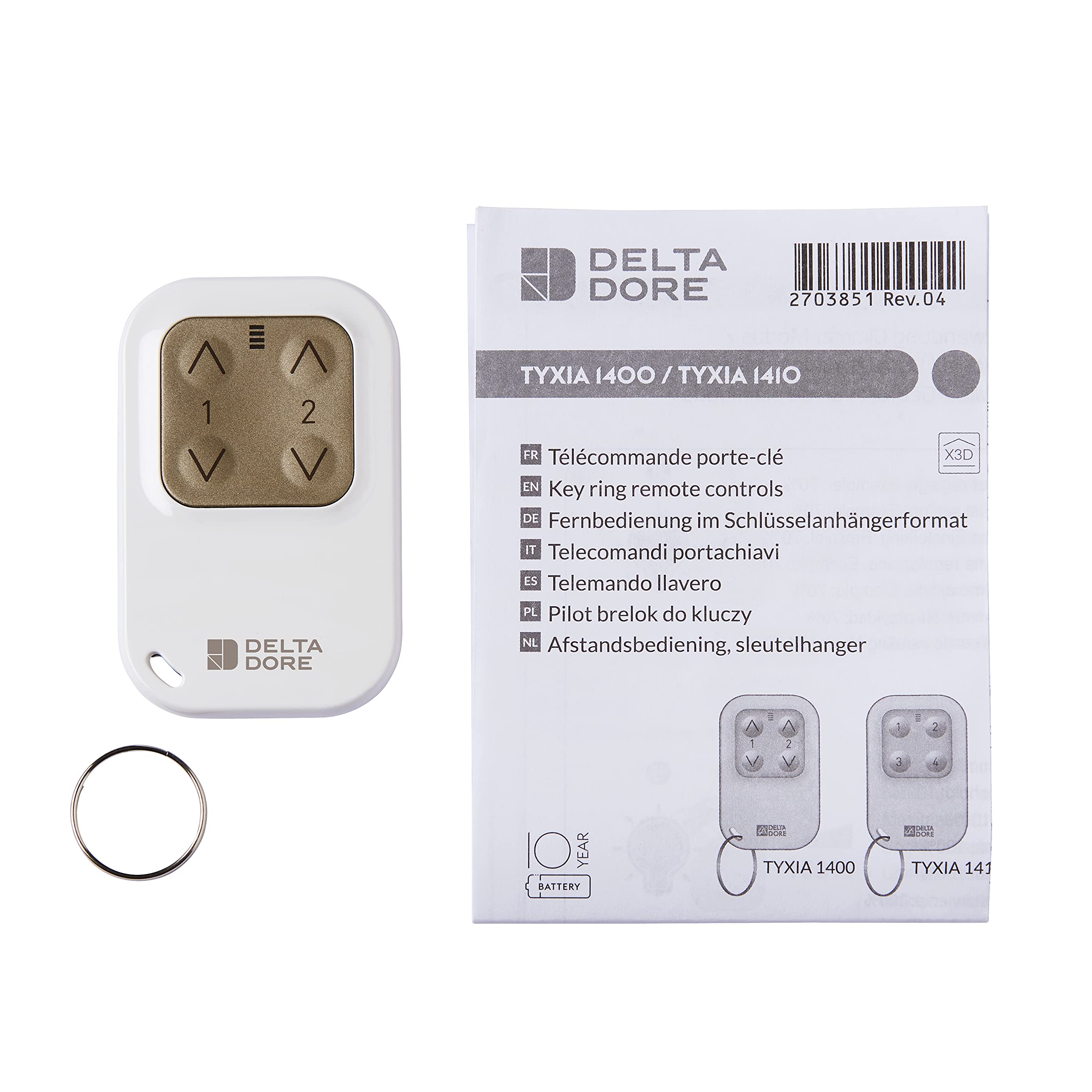 Delta Dore Télécommande porte-clés Tyxia 1400 pour commande de 2 voies d’éclairage ou volets – Ouvrant | Eclairage | Télécommande - 6351388