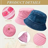 Vista 3 de 15 sombreros de pescador de algodón lavado, de ala ancha, para el sol, plegable, de moda, para verano, para mujeres, hombres, viajes, senderismo