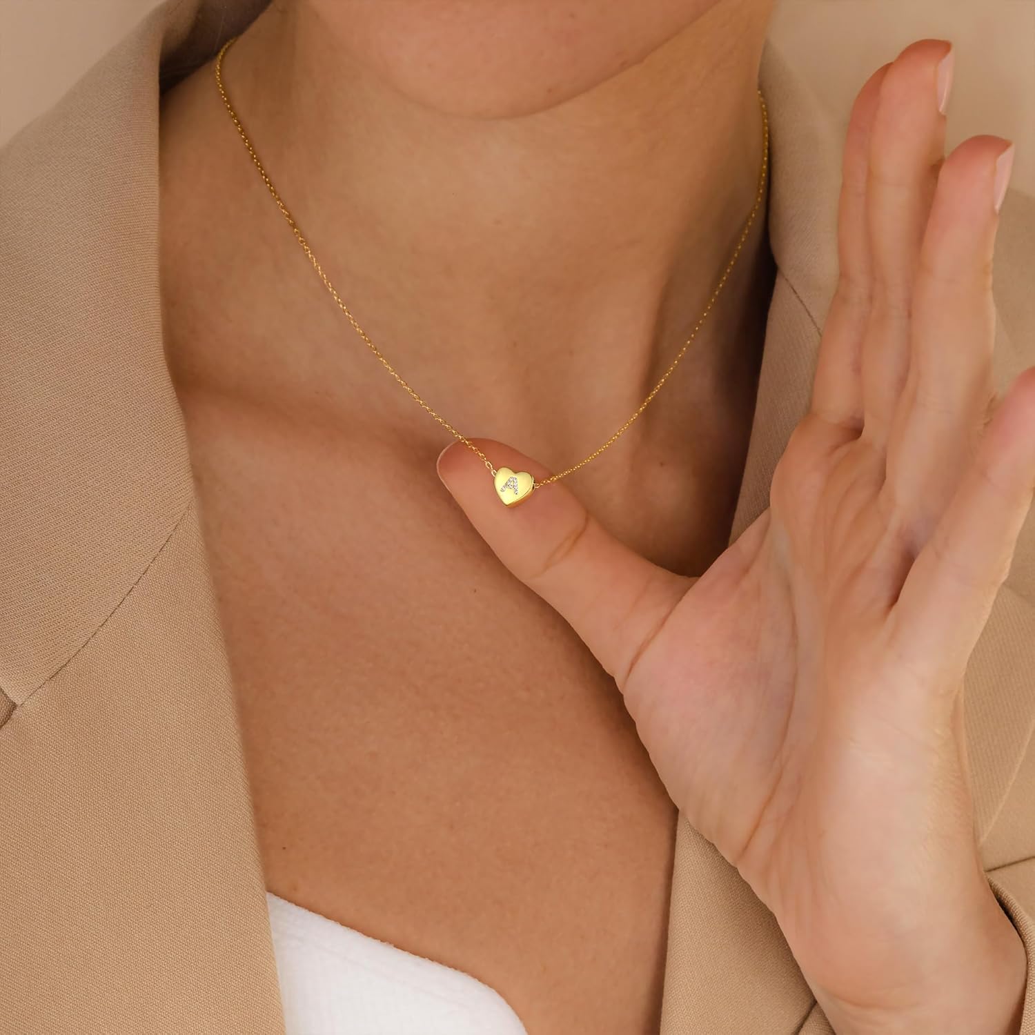 M MOOHAM Valentines Gifts for Kids Girls -Initial Heart Necklace for Girls Women, Dainty Cubic Zirconia Initial Heart Pendant Necklace for Women Girl Jewelry Gifts - Image 4