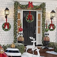 Vista 4 de ATDAWN Paquete de 3 mini coronas de Navidad, corona de Navidad iluminada para puerta delantera, corona de Navidad para decoraciones de fiesta