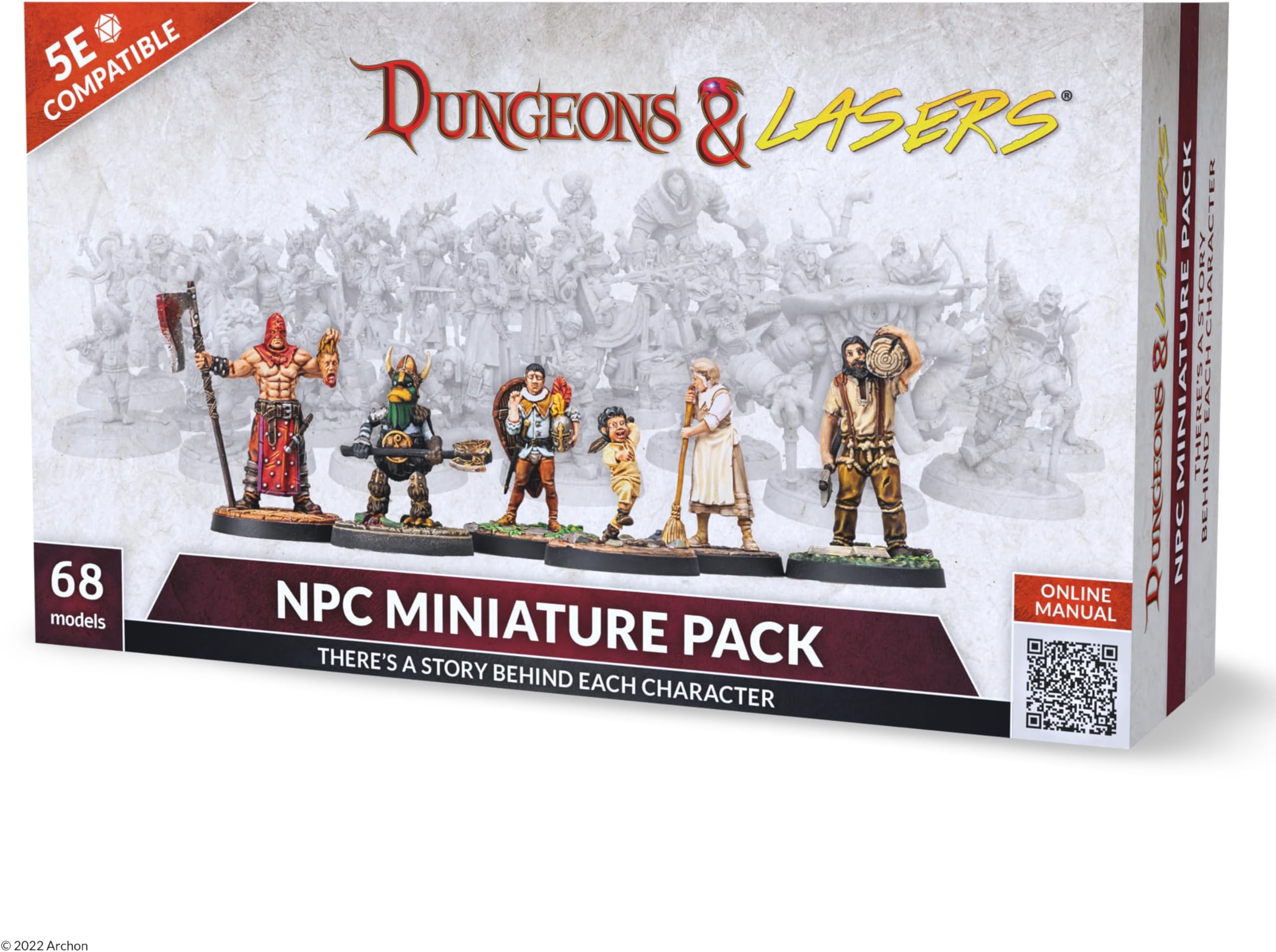 Dungeons & Lasers NPC DND Miniatures Pack - 68 Figurines with Scenic Bases for 5E Compatible Tabletop RPG Games - 28MM Unpainted and Unassembled - for Ages 14 Years +