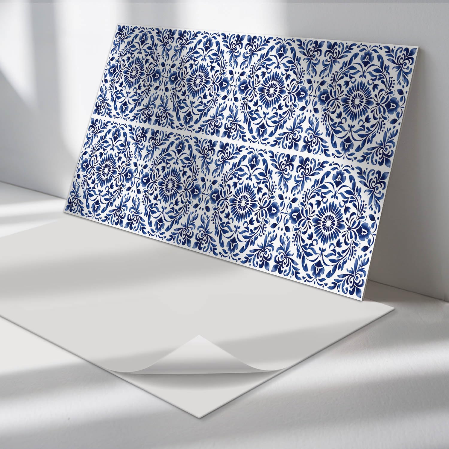 Panneaux en vinyle 40x20 cm autocollants avec motif floral élégant pour mur