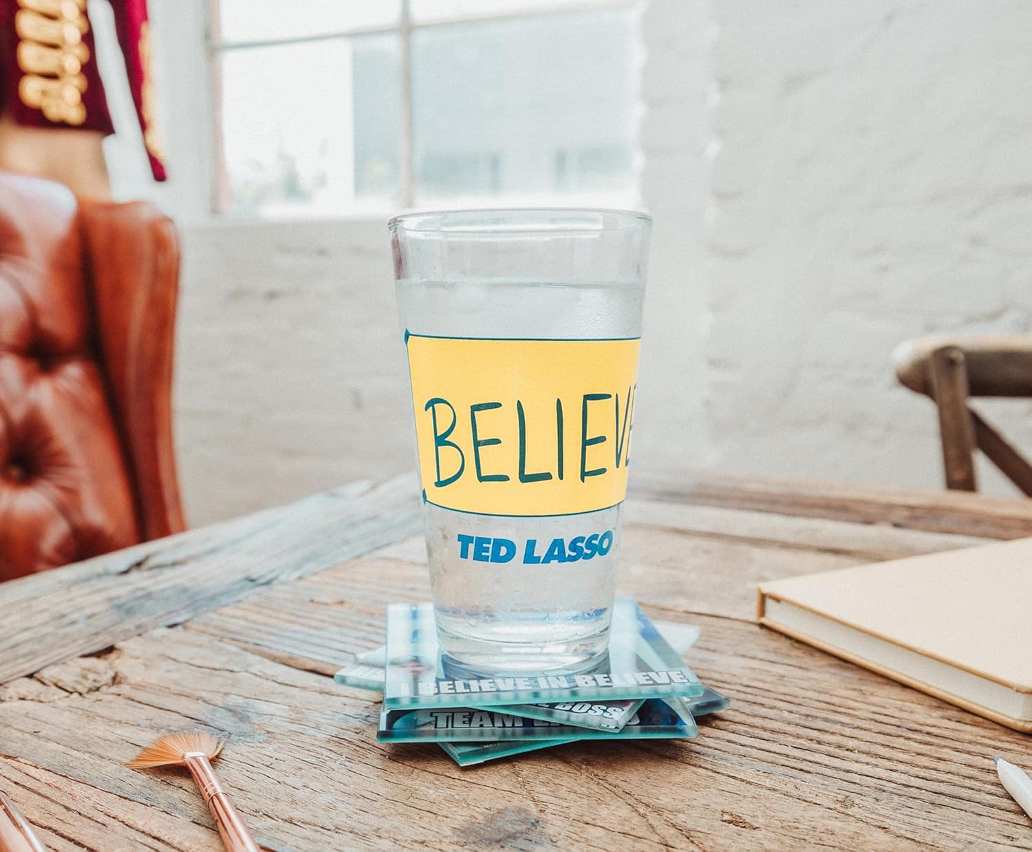 Silver Buffalo Ted Lasso Believe Pint Glass | Traditional Beer Mug Glass Tumbler For Liquor, Pub Drinks | Holds 16 Ounces