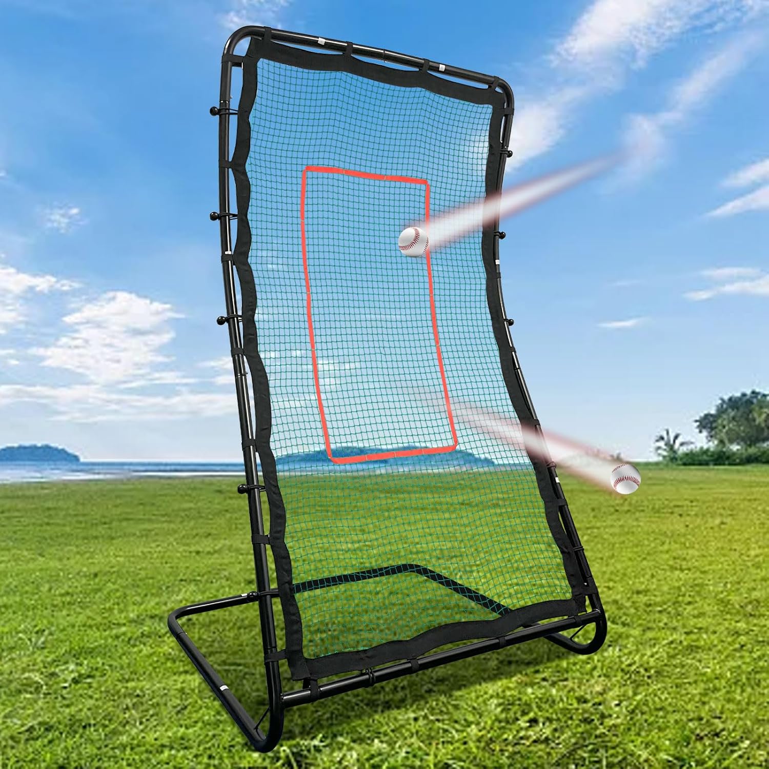 Pitch Back Baseball Volleyball Lacrosse Rebounder Net for