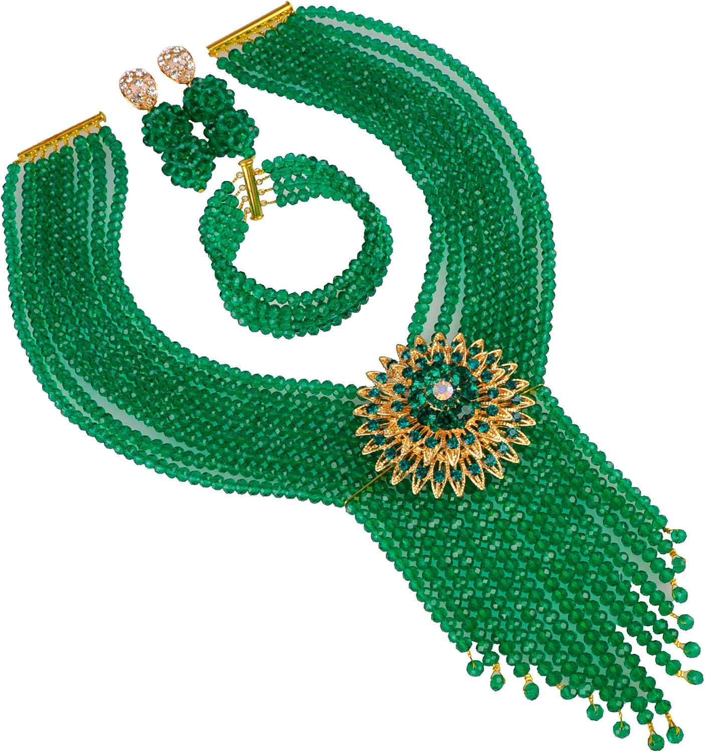 8 Rows Costume African Beads Nigerian Necklace Bridal Wedding Jewelry Sets for Women …
