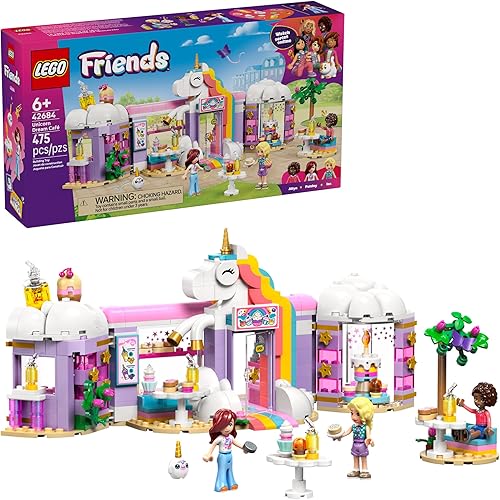 LEGO Friends Unicorn Dream Café Building Toy for Girls & Boys - Pretend Play Set for Kids, Ages 6+ - W/Paisley, Aliya, & Iza Minidolls & Accessories - Gift Idea for Birthdays - 42684