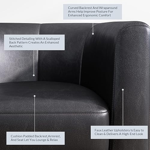 Miniatura 31 de BELLEZE - Sillón de piel sintética para sillones y sillas Blanco y marrón,Beige,Negro -,Negro y Beige,Azul Coral,Marrón,Caramelo,Estampado