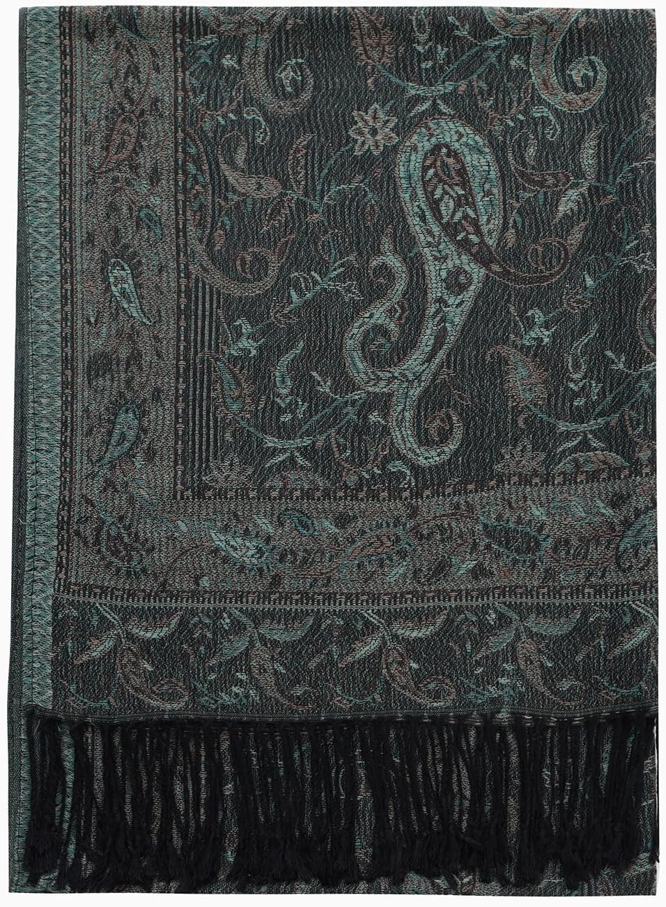 Umjetnost Womens Soft Silky Pashmina Rave Scarf Paisley Pattern Pashmina Shawl Wrap with Fringes - Image 3