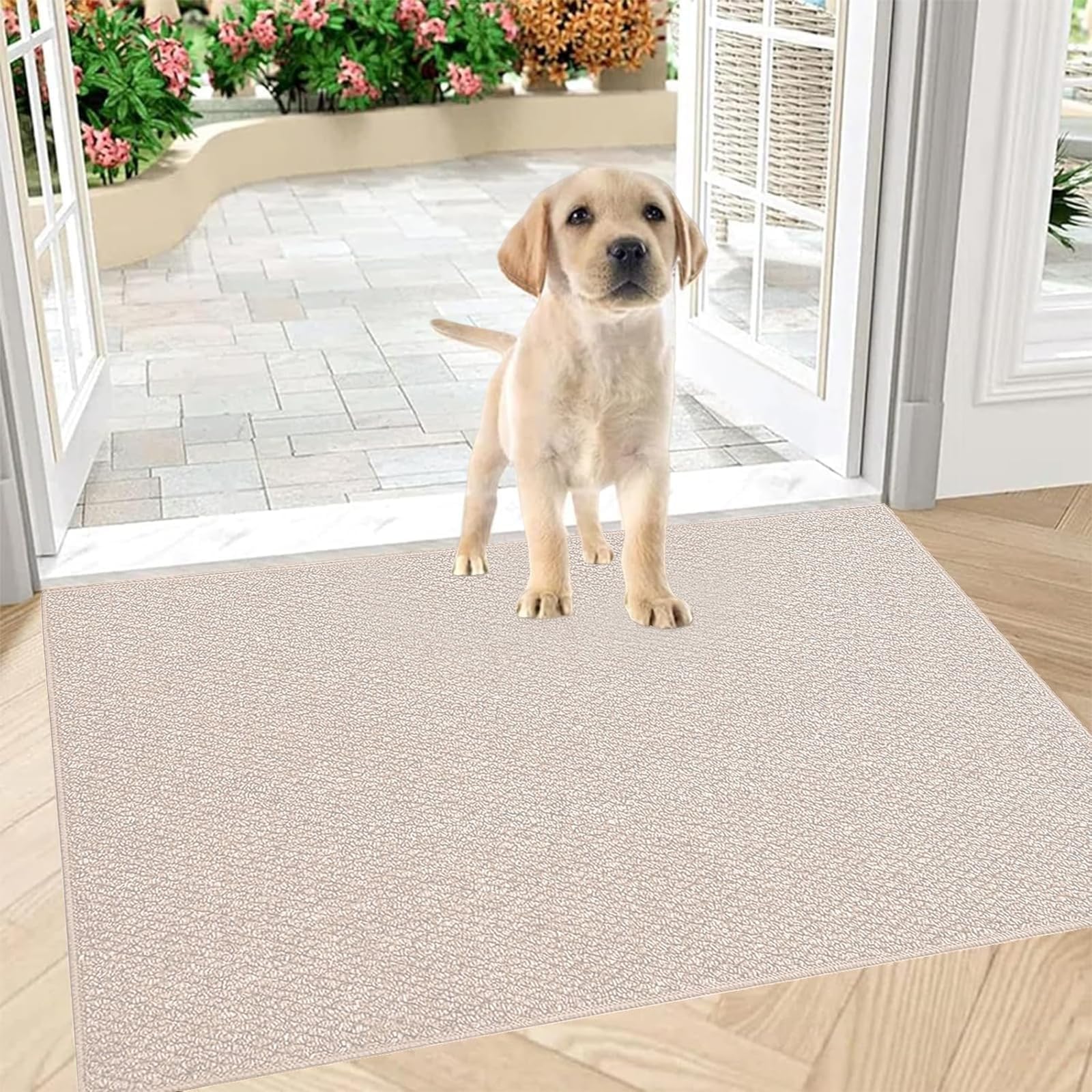 SZSMART Dirt Trapper Door Mats Indoor Non Slip Door Mat Washable Door Matts Inside Machine Entrance Mat Dog Doormat Entry Rug for Front Door, Back Door, Muddy Shoes Paws Charcoal(beige, 60x90cm)