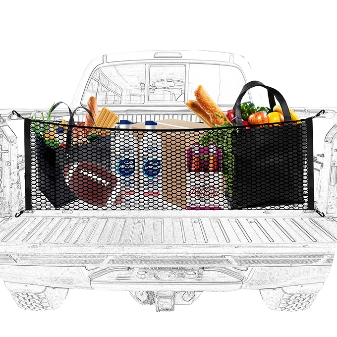 货车床货物网，弹性储物网收纳器，带钩购物车货物网