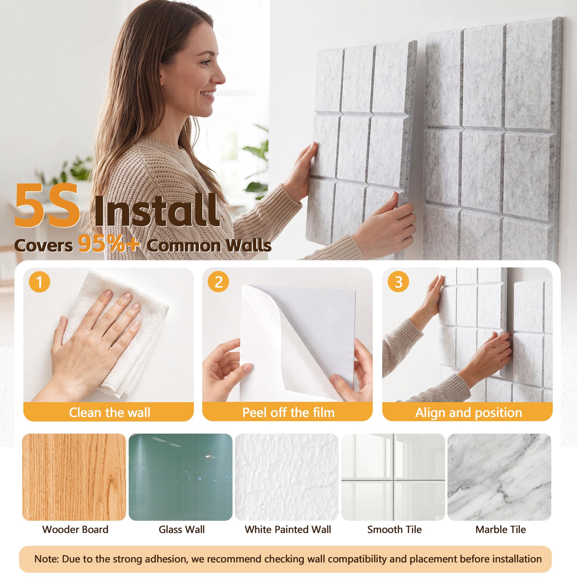 Große Filz Pinnwand Selbstklebend mit 30 Pinnnadeln, 6 Stück 30x30cm Filzboard Memotafeln Memo Boards Bulletin Board Wanddekoration für Büro Küche, Fotos Memos