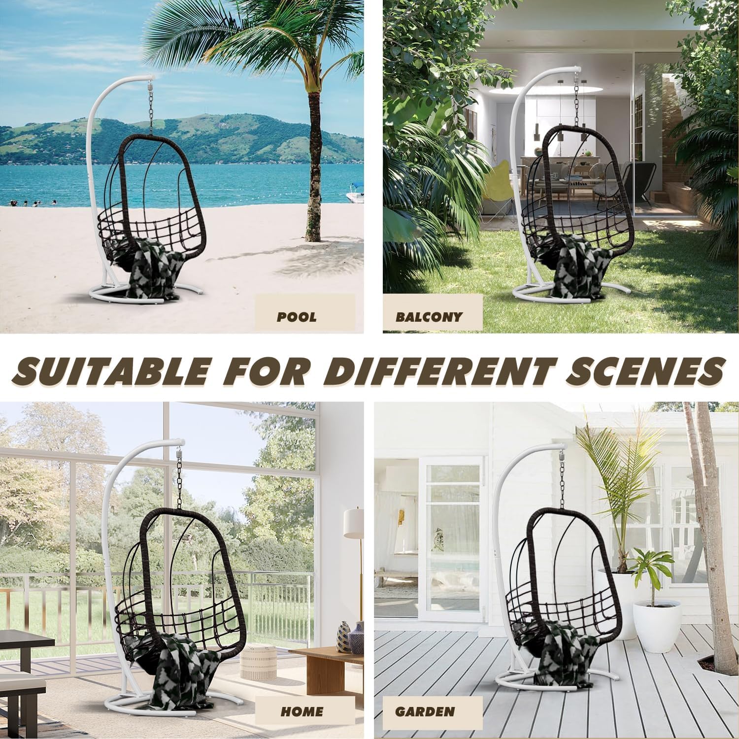 Hammock Stand Only Hammock Chair Stand Only Hanging Chair Stand Only Swing Stand Frame Outdoor Indoor Egg Chair Stand Only C Stand for Hanging Chair Swing Porch Heavy Duty (White) 4 812T5e2KgjL. AC SL1500