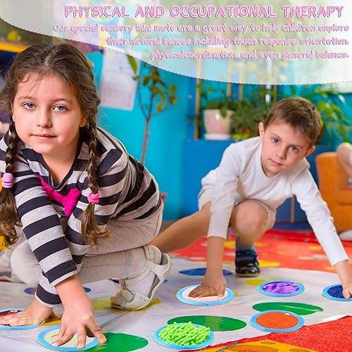 Miniatura 3 de Boao Juego de 8 mini alfombrillas sensoriales surtidas texturizadas, azulejos sensoriales para el suelo, juguetes táctiles educativos para