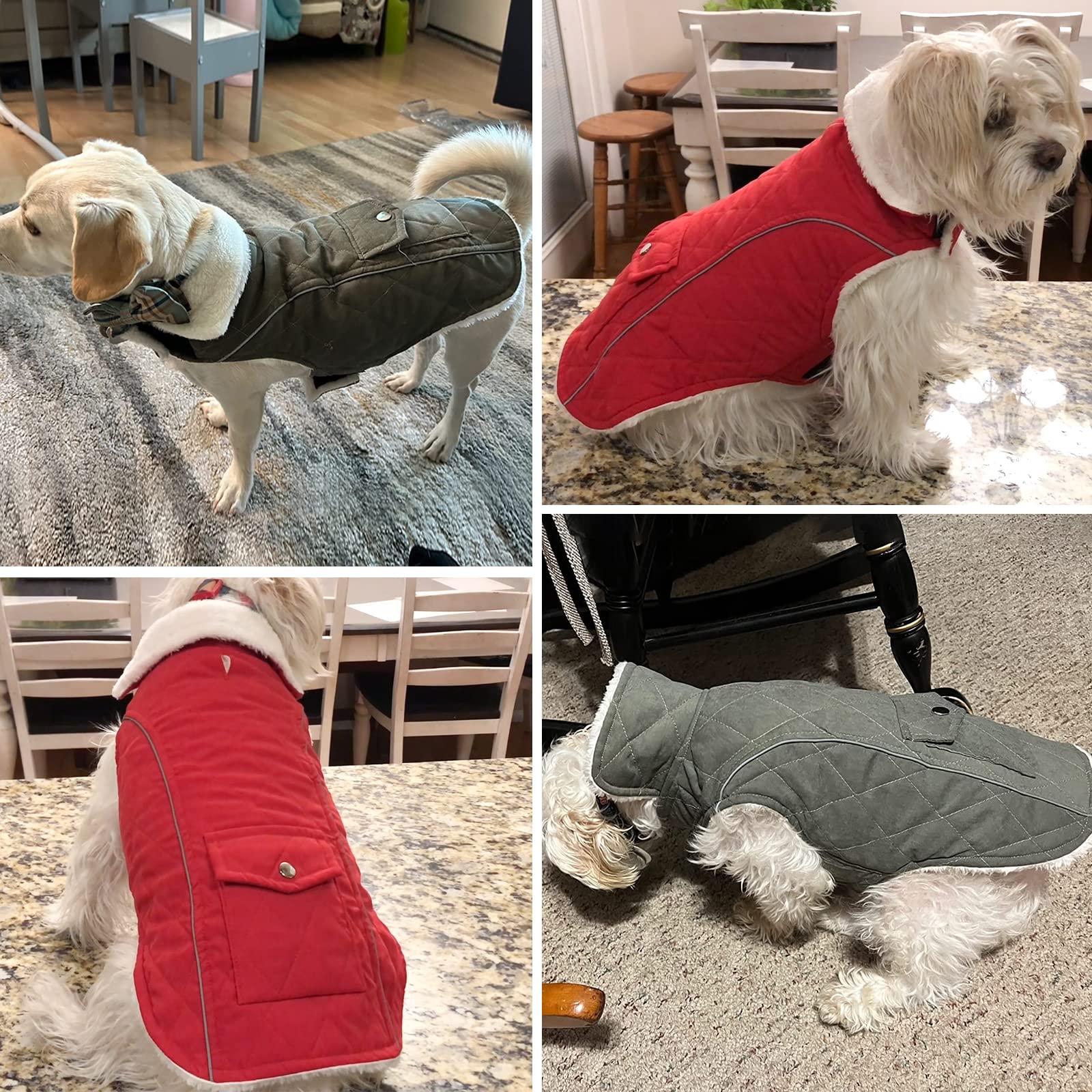 Malier Dog Winter Coat, Windproof Dog Cold Weather Coats with Real Pocket, Winter Extra Warm Pet Coat Fleece Jacket Reflective Clothes for Small Medium Large Dogs and Puppy (Red, XX-Large)
