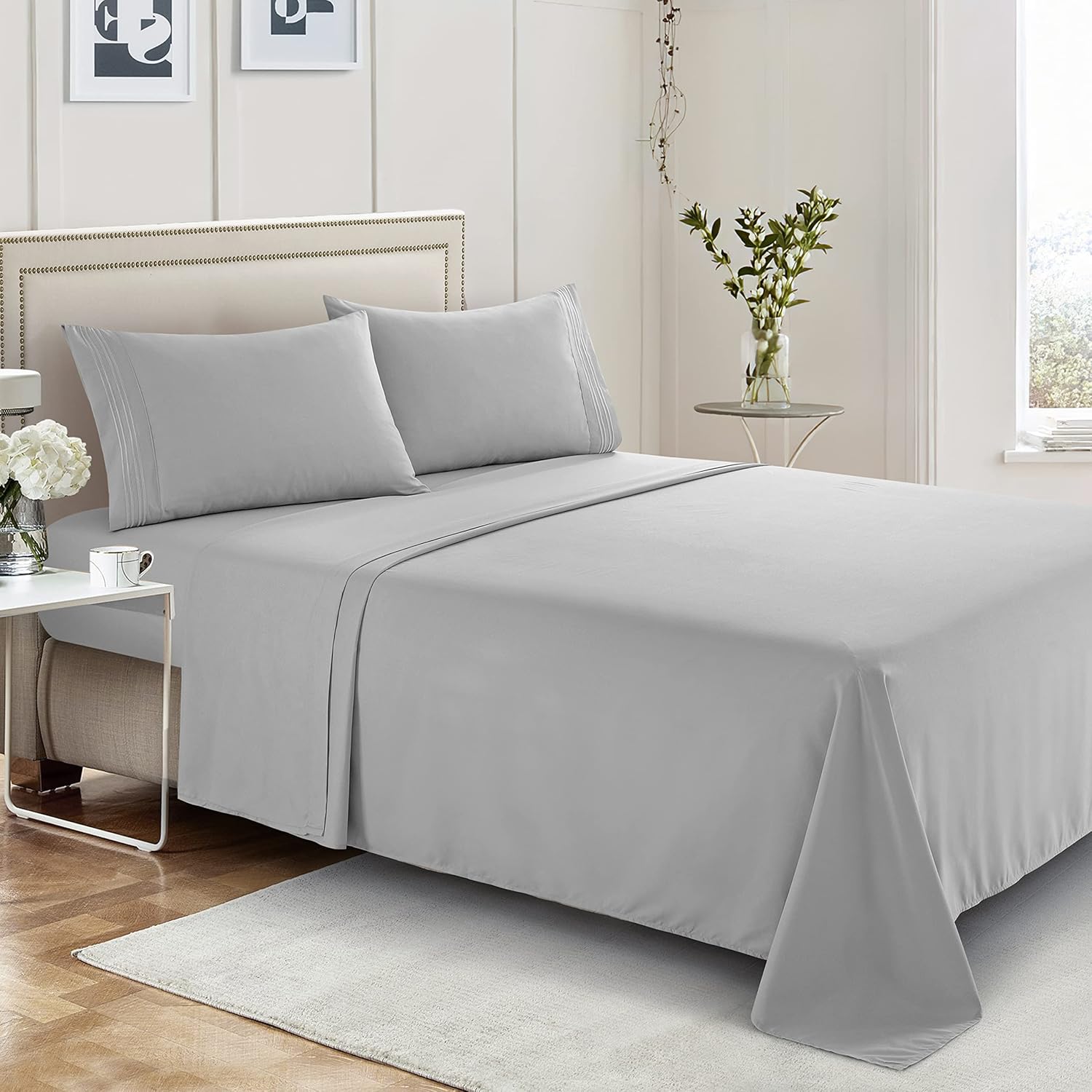 High Thread Count King Size Sheets, Set 4 Pieces, 2000 Thread Count, Double Brushed