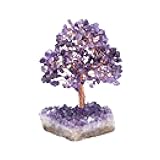 Jovivi Natural Amethyst Healing Crystal Money Tree on Amethyst Cluster Geode Druzy Base Feng Shui Crystals for Home Office Desk Decorations, Wealth, Good Luck