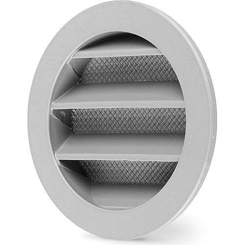 calimaero WSGG 3" Inch Gray Round Metal Air Vent Grill Cover Flat Louver with Fly Screen