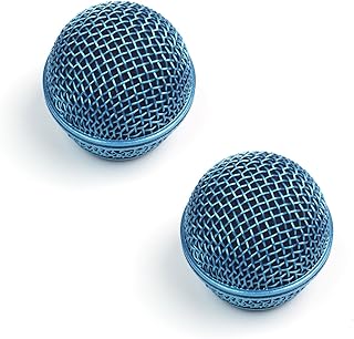 2x Replacement Mesh Microphone Grille For Shure SM58 565SD LC SV100,Blue