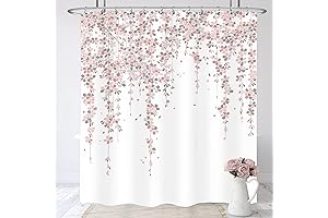 LIGHTINHOME Pink and Gray Shower Curtain 60Wx72H