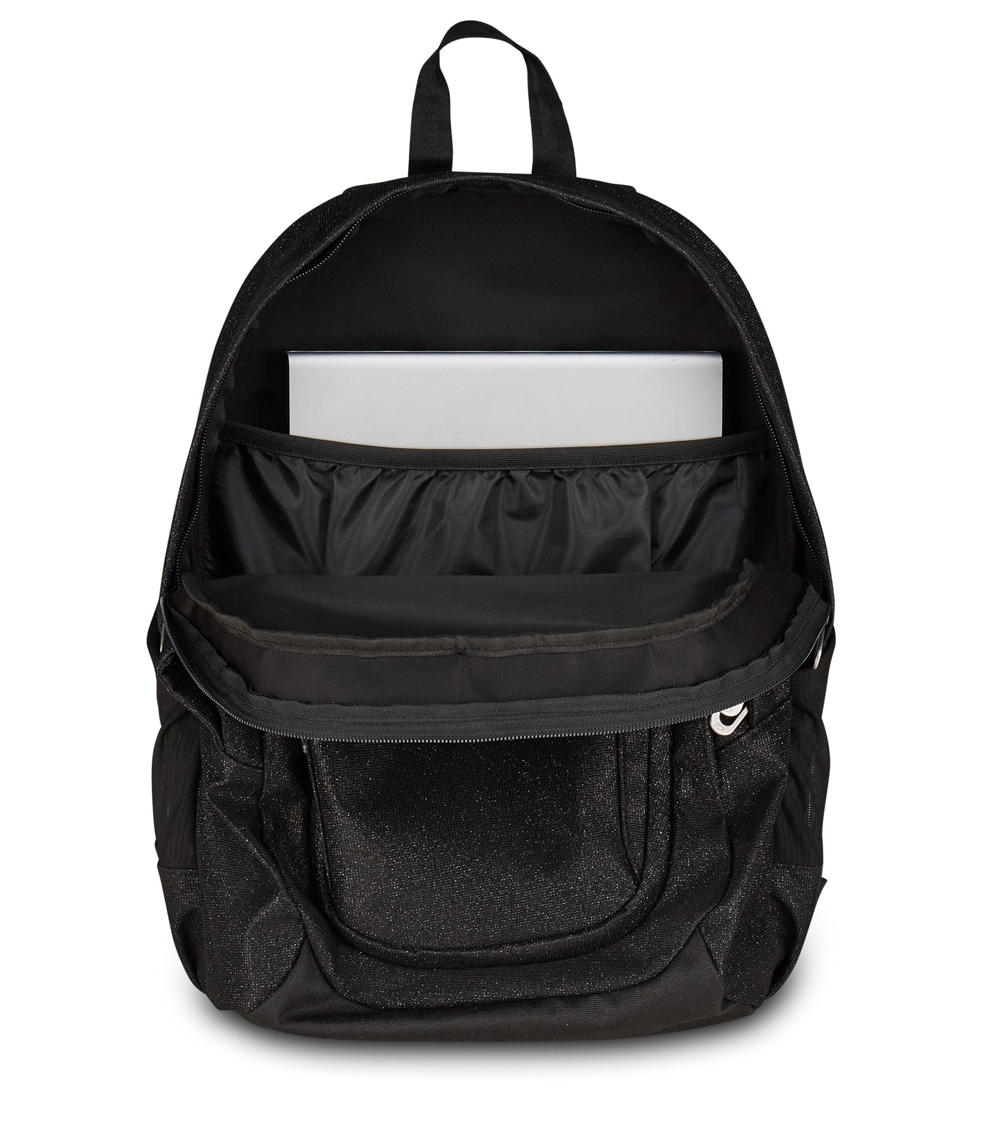 Seven Zaino Doppio Scomparto Tech Shiny, Nero, Tasca Porta PC e Tasca Porta Borraccia, Scuola Media e Superiore, Ragazza