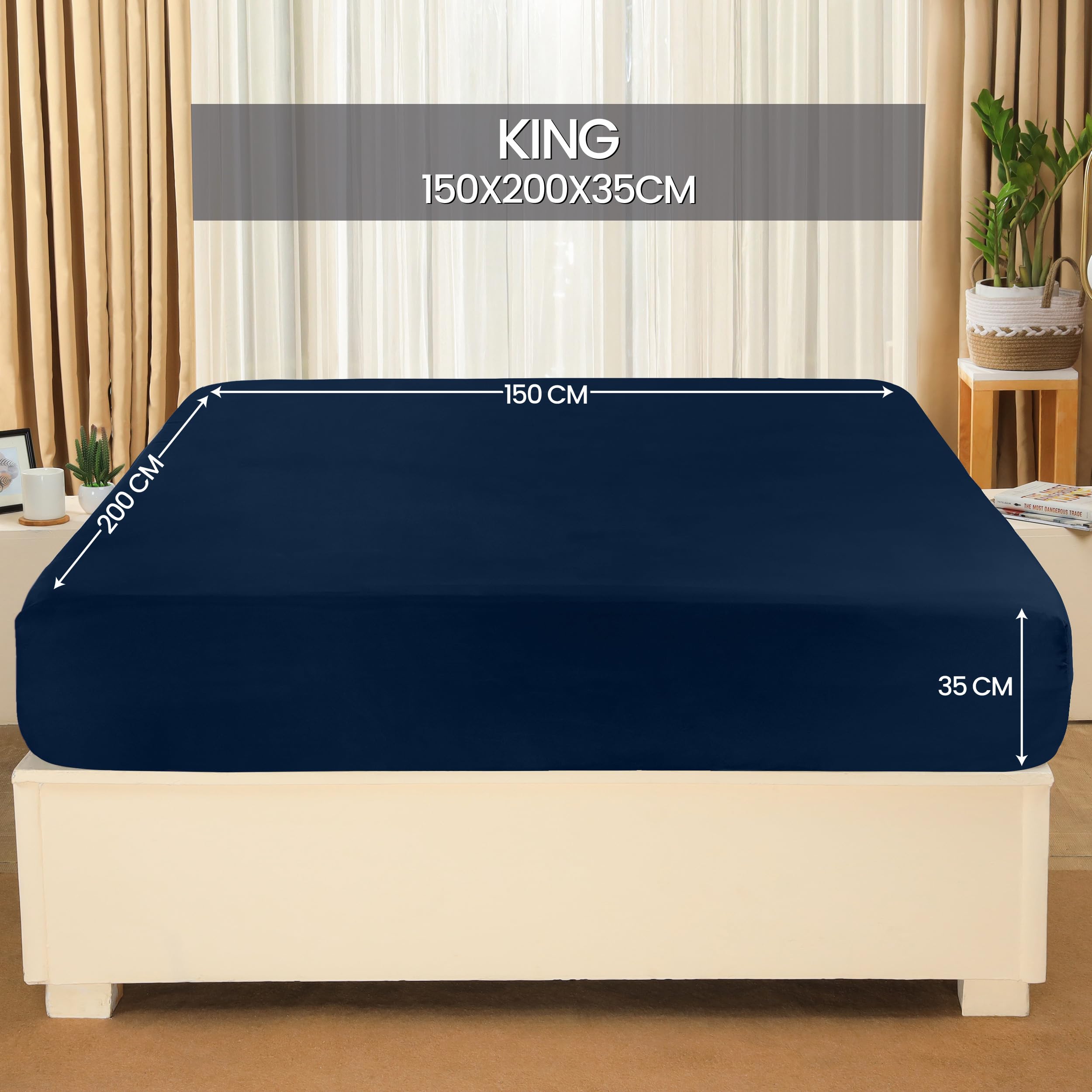 Utopia Bedding Lenzuolo con Angoli Due Piazze Matrimoniale - 150x200cm - Blu Navy - Microfibra di Poliestere Spazzolato - Lenzuolo sotto con Angoli Elasticizzato