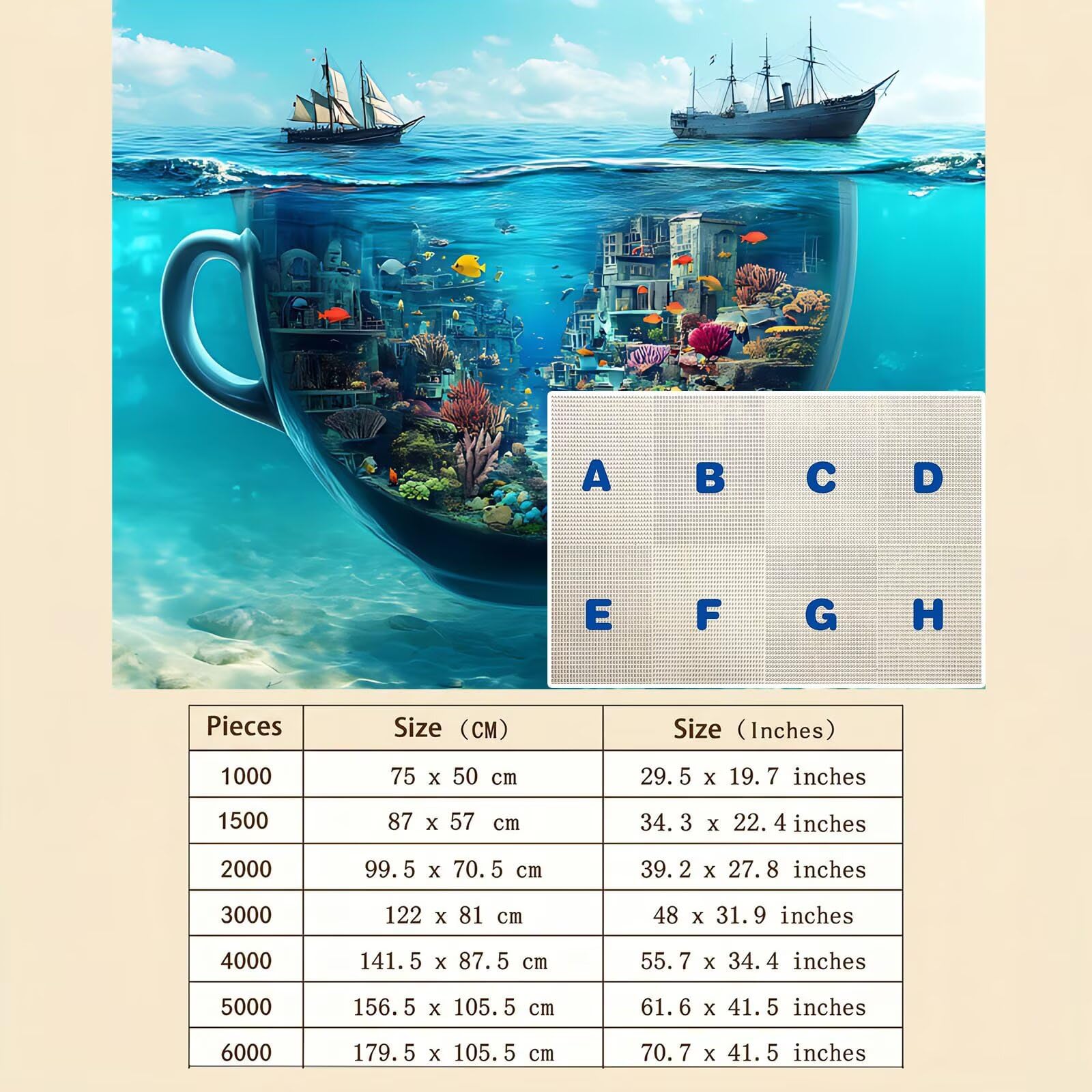 tazza Città Puzzle 1000 Pezzi per Adulti, Puzzle in Legno - Collezione Classica con Poster Incluso - Sfida di Concentrazione e Passatempo Antistress, Gioco Educativo per Famiglia, 75 x 50 cm f0-15