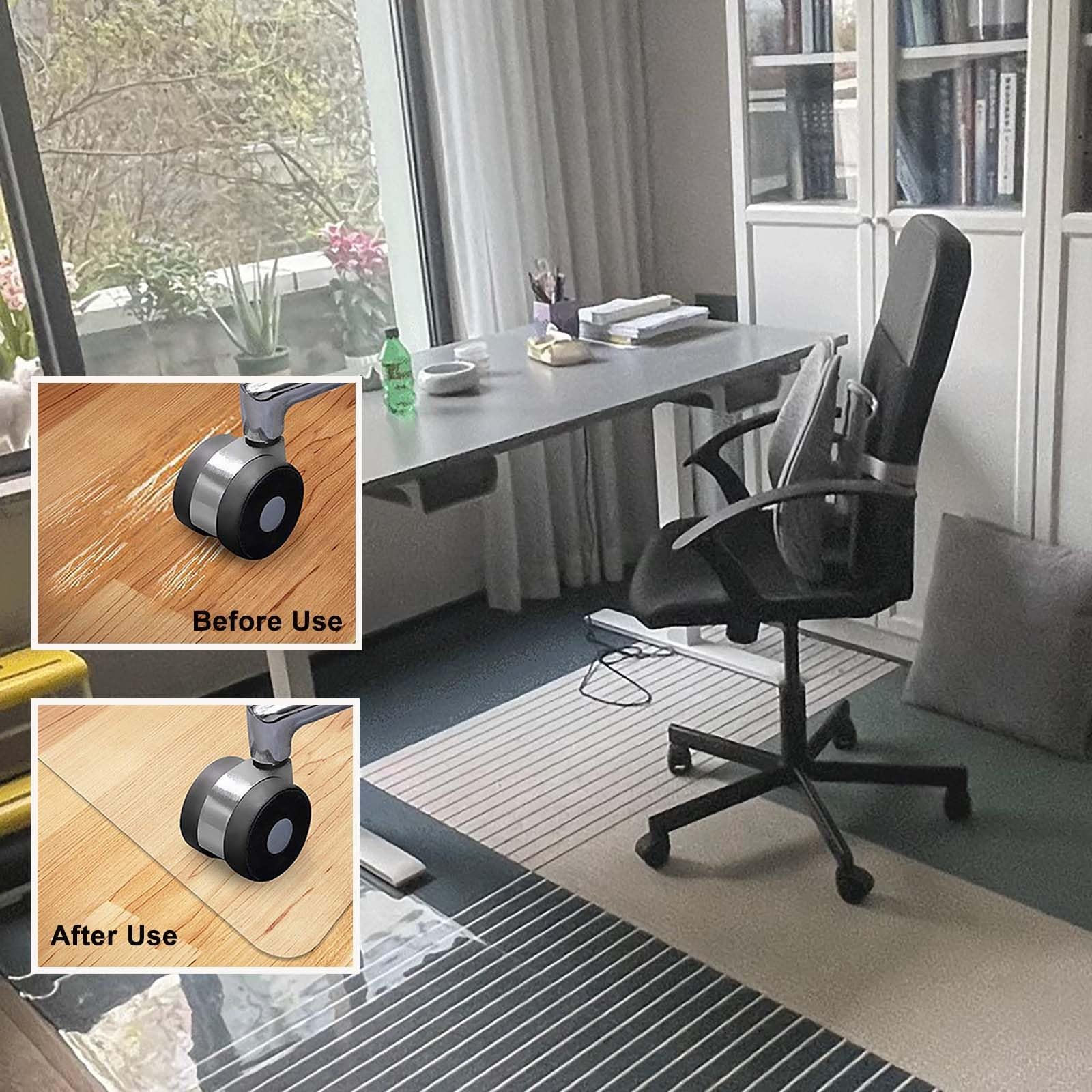 Tapete de PVC transparente para silla de oficina para suelos de madera dura, 15 mm de grosor, antideslizante, tapete de escritorio transparente para alfombra, tapete protector para oficina y hogar,