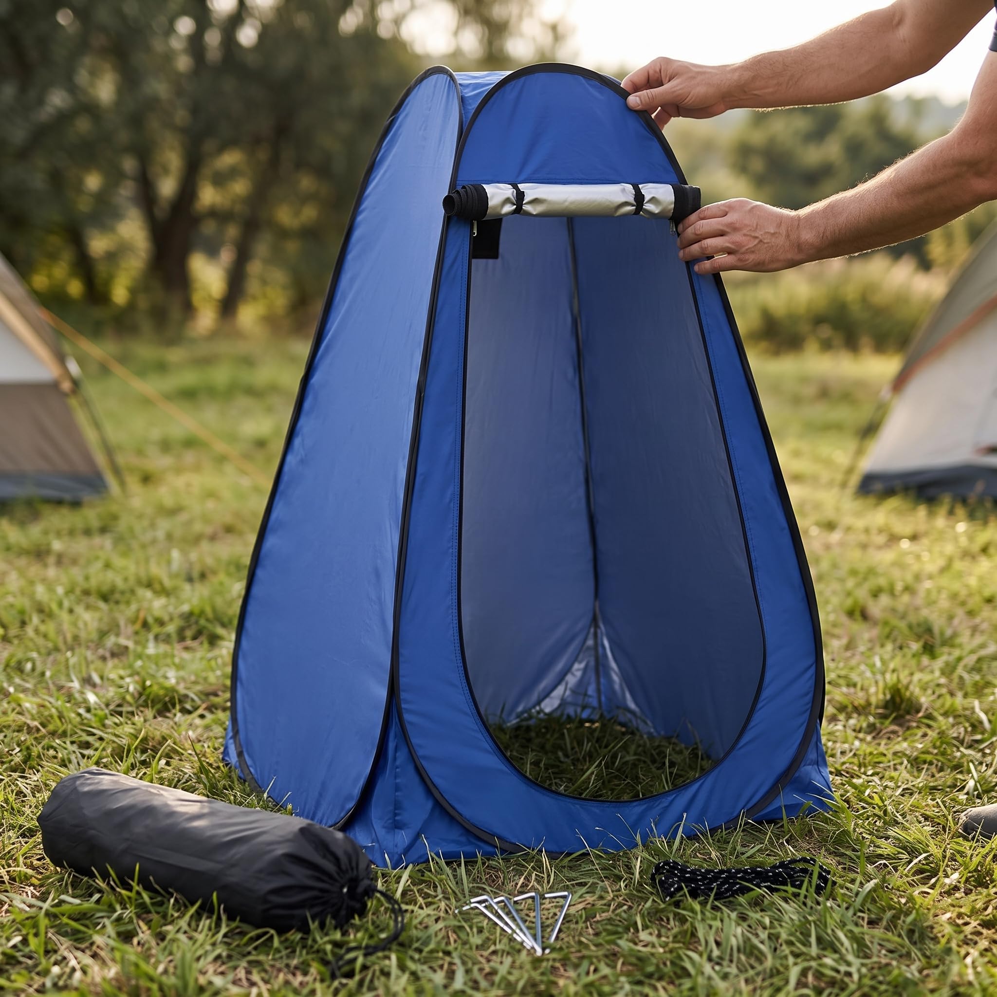 Tienda Privacidad para Uso en Exteriores, para Acampar - para Senrismo, Azul, Doble (150 * 150 * 190cm)