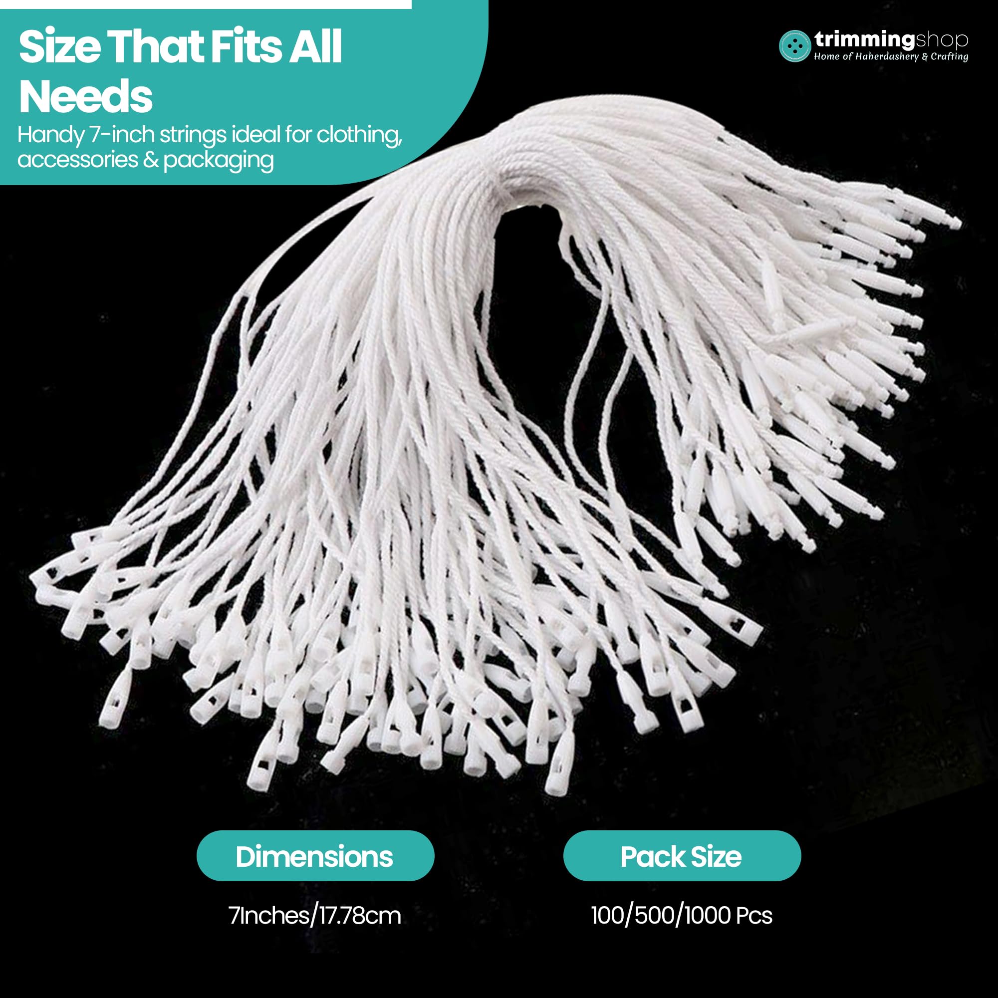 Trimming Shop Nylon Stringa Gancio Etichette con Chiusura a Scatto per Etichette Sicurezza Etichette Elemento di Fissaggio - 10 inch Nero - Bianco, Pack of 1000