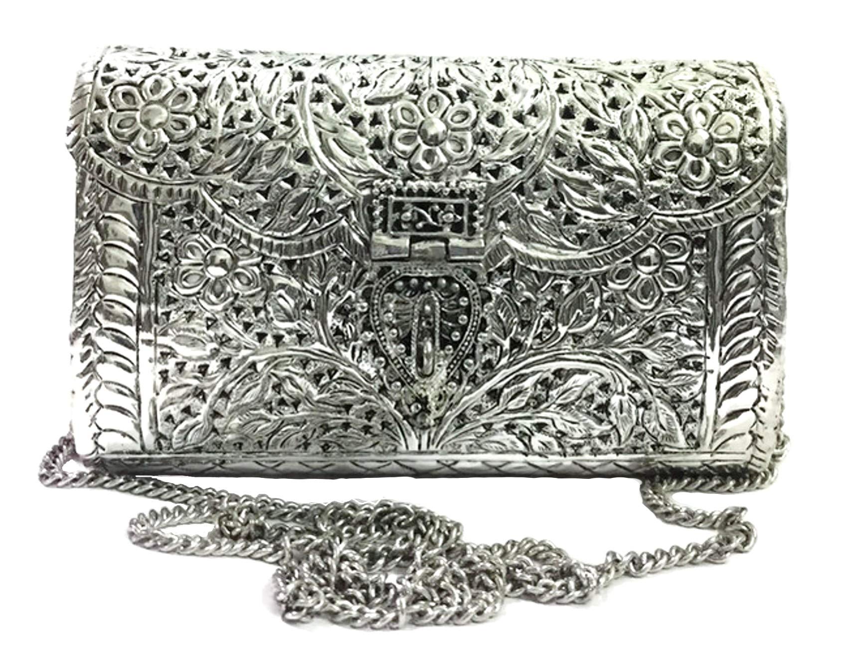 Trend Overseas Brass Bag White Metal Purse Vintage Style Brass Purse antique clutch Ethnic clutch Handmade Women metal clutch Bag (B07MFMF9TR) Amazon Price History, Amazon Price Tracker