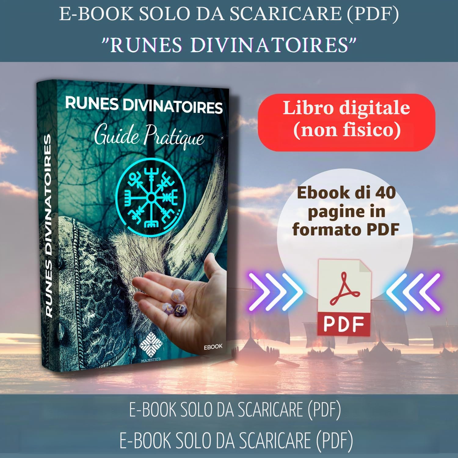 Rune Celtiche Vichinghe Ametista, Set x25 Pietre Lucide Semi Preziose Incise (2 cm x 1 cm) + Sacchetto Nero + Libro Pratico (PDF) - Alfabeto runico Futhark per divinazione e cartomanzia, Oracolo