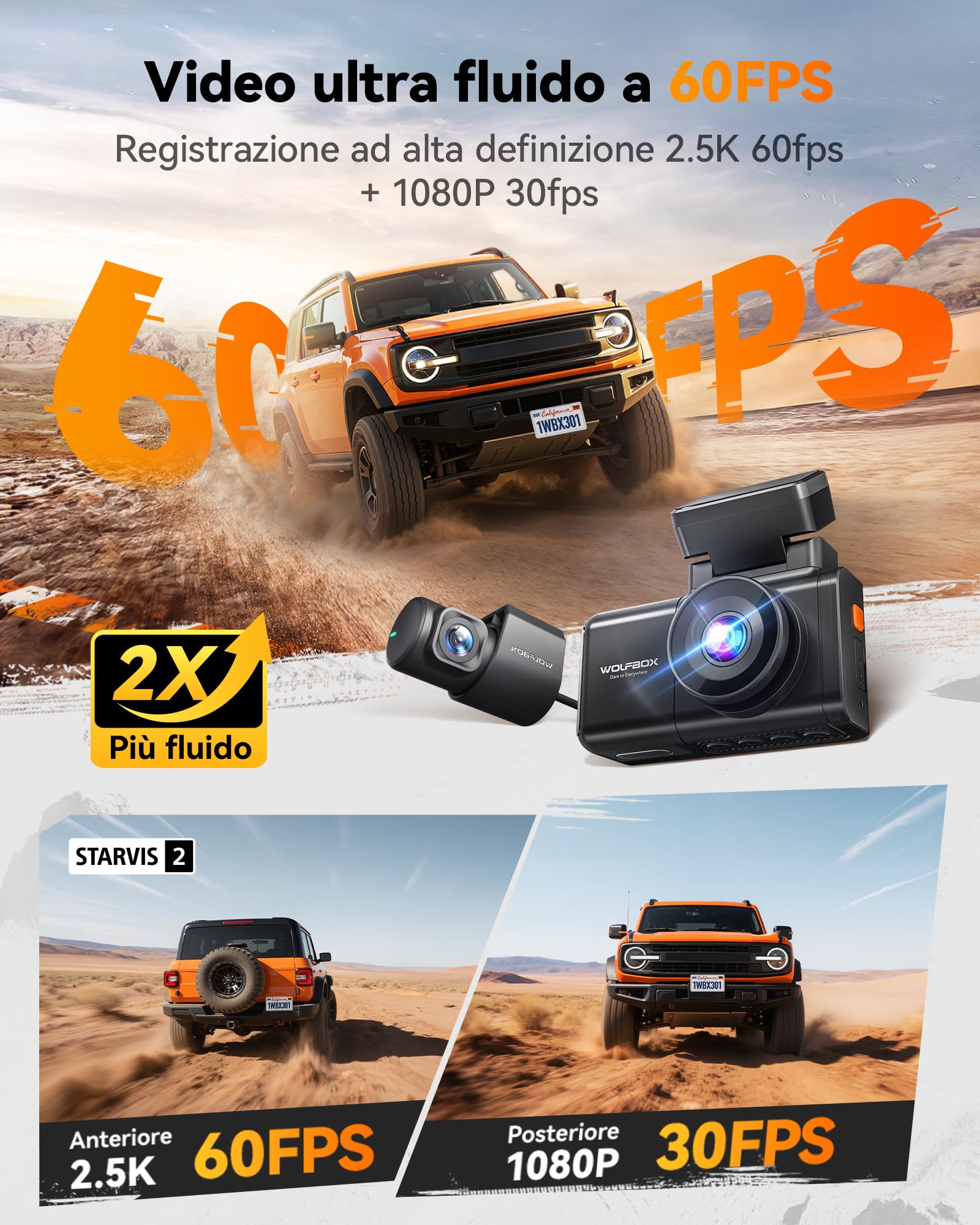 WOLFBOX I07 Dash Cam a 3 Canali per Auto, Telecamera Anteriore e Posteriore 4K con GPS WiFi, DVR per Auto con FOV 170° e WDR  34