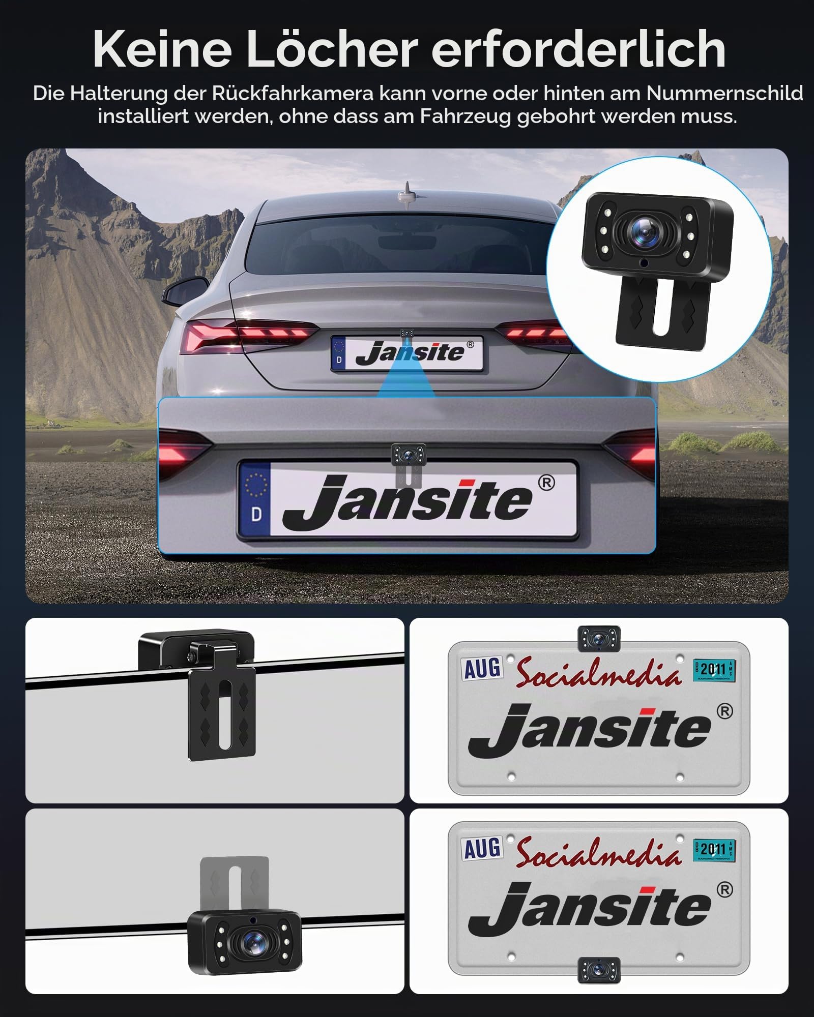 Jansite AHD 1080P Rückfahrkamera Kabellos mit 5'' Monitor Stabiles Signal