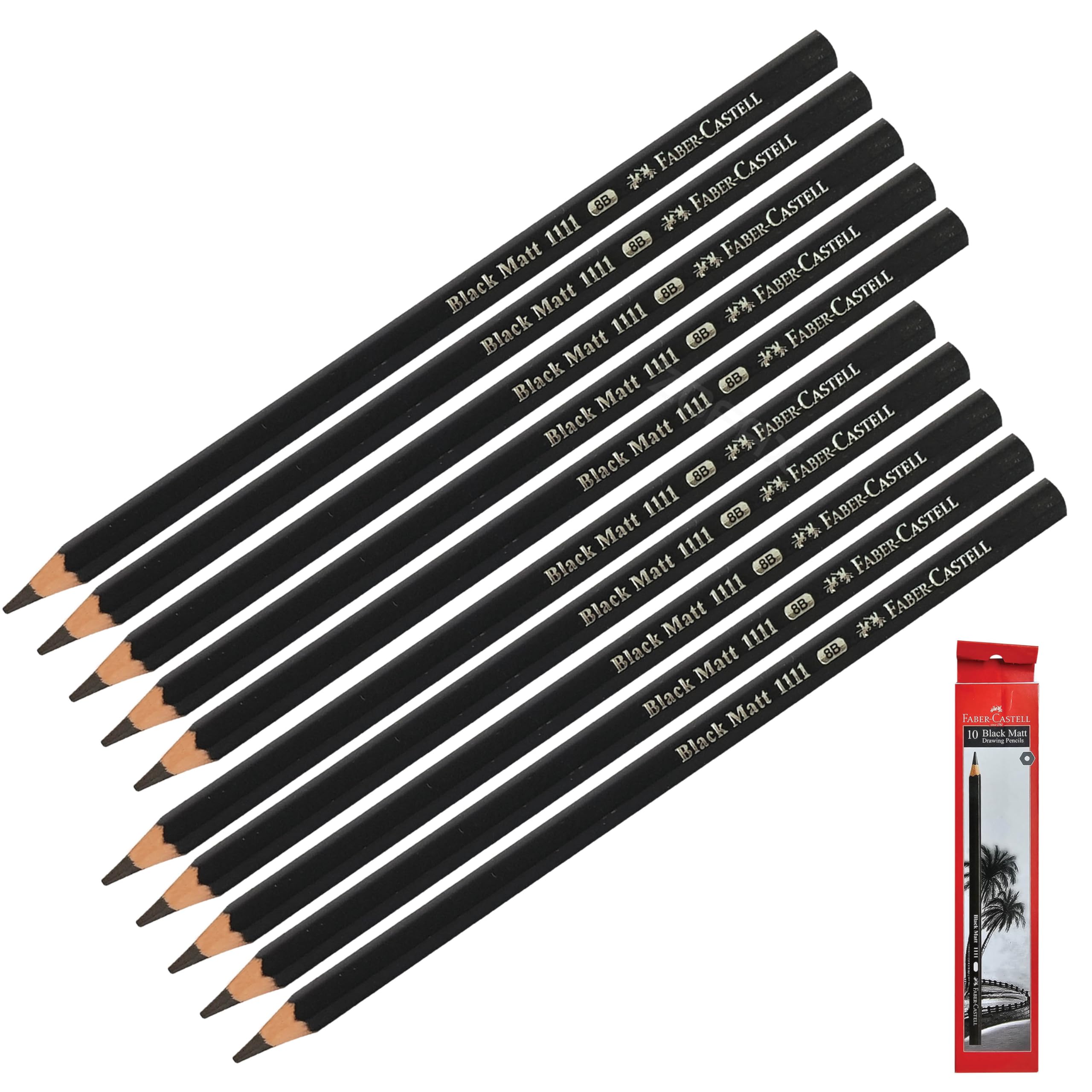 Faber-Castell Sketching Pencils, 8B Graded, Pack of 10, Professional Artists Drawing Graphite Lead Pencils, Perfect for Sketch Draw Shade Write Tone Draft — image 1