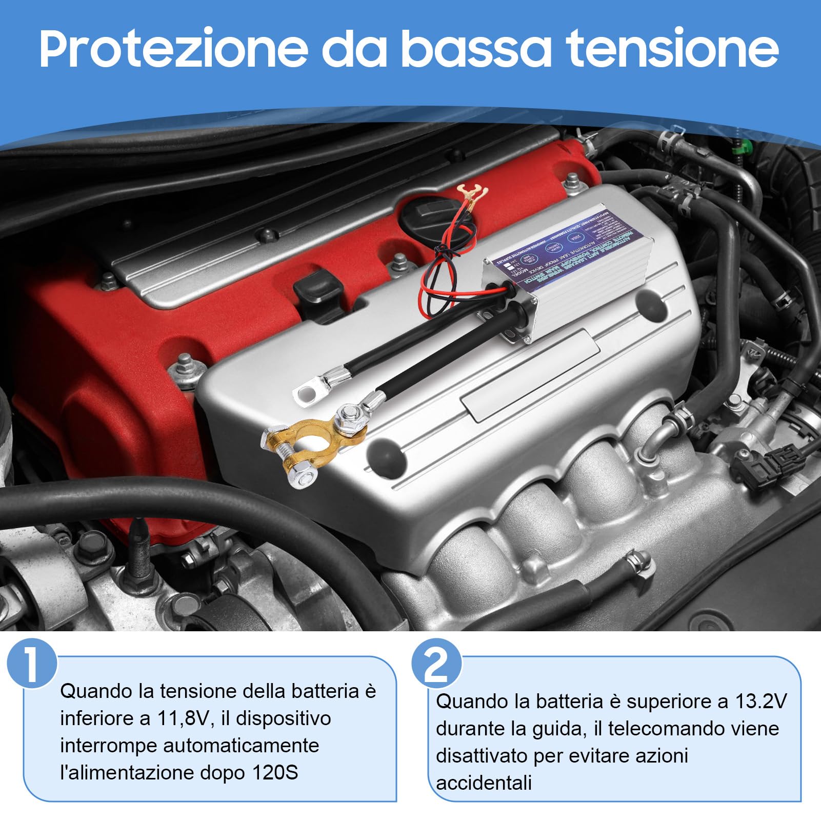 Interruttore di Stacca Batteria 12V, 200A Stacca Batteria per Auto con Telecomando, Staccabatteria Antifurto con Involucro in Lega di Alluminio per auto, camion, barca,