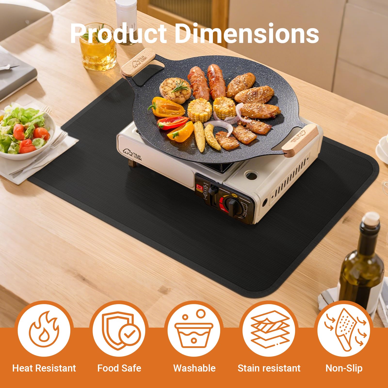 Tapis résistant à la chaleur 60 x 60 cm ignifuge fibre de verre pour cuisine