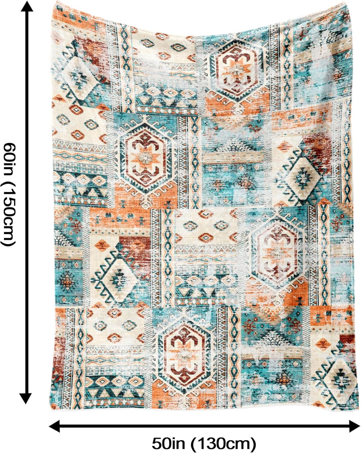 Aipon Boho Aztec Throw Blanket 50"x 60", Western Indian Native American Blanket Southwestern Decor, Orange Teal Soft Cozy Lightweight Throws Blankets Gifts for Women Men Couch Bed Sofa Chair - Image 6