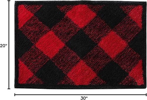 Miniatura 2 de SKL Home de Saturday Knight Ltd. alfombra de baño a cuadros, color rojo y negro