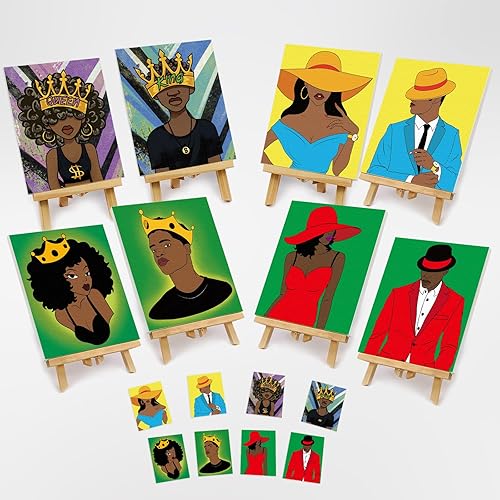 Miniatura 2 de VOCHIC Paquete de 8 lienzos predibujados para pintar para adultos, suministros de fiesta para sorbos y pinturas, juego de pintura en lienzo para