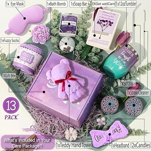 Miniatura 2 de Cestas de regalo para mujeres con diseño de lavanda, regalos para mujeres después de la cirugía, regalos para el cuidado del cáncer, regalos para