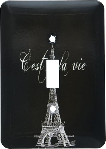 Miniatura 2 de 3dRose lsp_178953_1 Cubierta para interruptor de luz de torre Eiffel francesa en blanco y negro